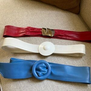 Adjustable Vintage Belts(3)-Red, White and a beautiful Blue